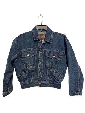 Jordache Basics Vintage Denim Jacket Medium 100% Cotton Classic Trucker